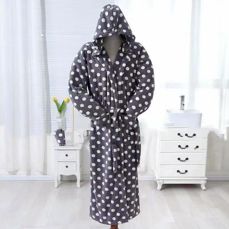 Exportación tamaño más grande franela adulto pijama con capucha manga larga ropa de casa cartoon print thick estilo mujer albornoz pic 6