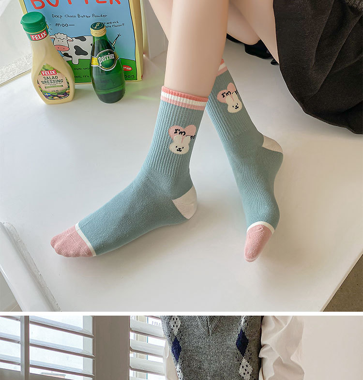 袜子女秋季款日系可爱小白兔中筒袜抗菌无骨袜ins潮春秋长棉袜详情9