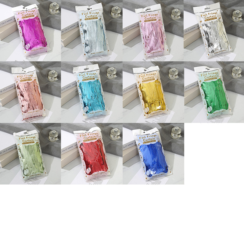 跨境高亮闪光1*2M雨丝帘创意儿童生日派对装饰道具墙面布置彩带详情1