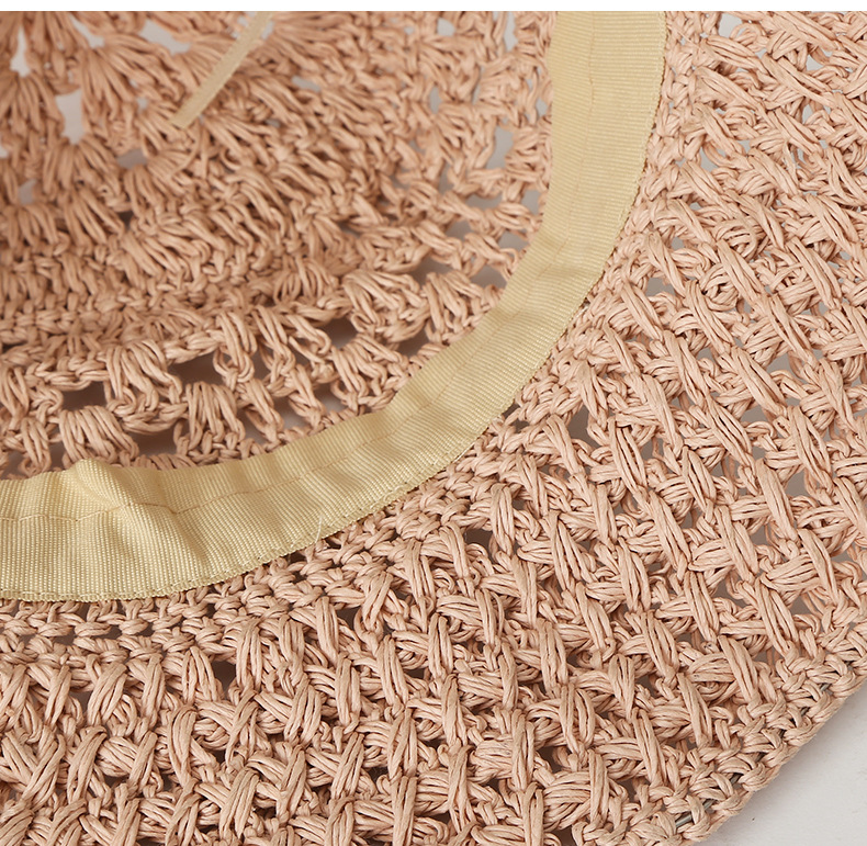 Summer beach hat for women wearing straw hats, Japanese fashion, trendy paper hat, casual monofilament, perforated, breathable and versatile woven straw hat pic 21