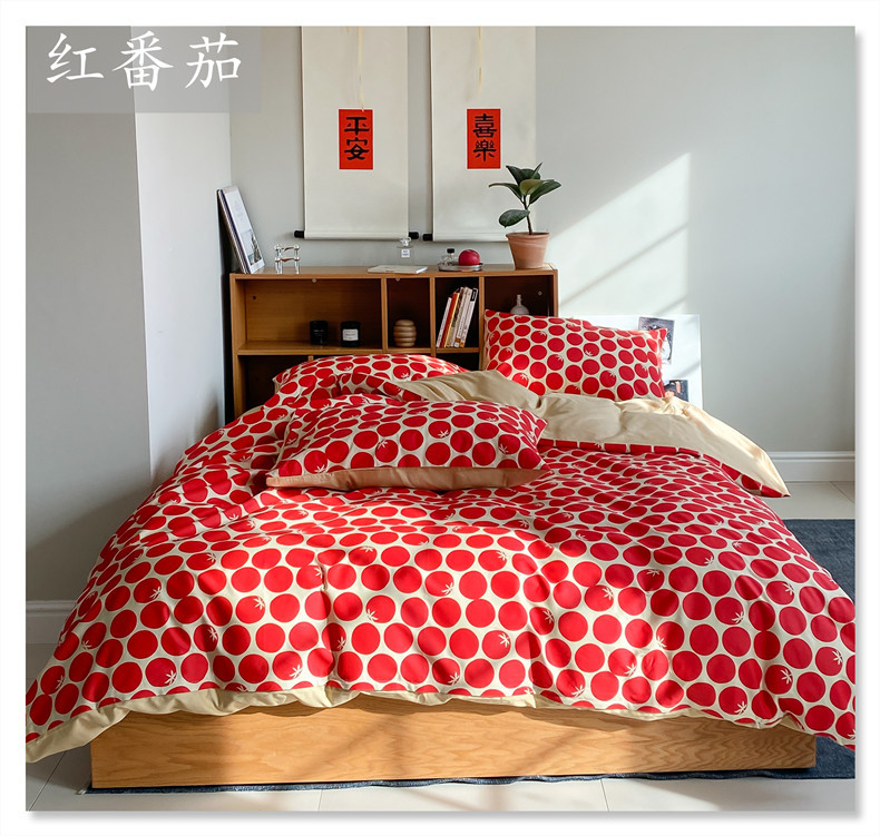 轻复古日式印花纯棉四件套明亮温馨可爱图案40支性价比单双人床品详情13