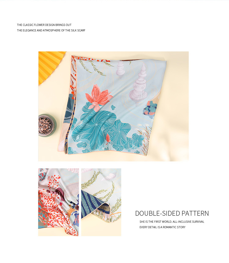 Double-sided digital silk large square scarf 90cm, Chinese style scarf, heavyweight 16mm mulberry silk scarf processing on behalf of others pic 35
