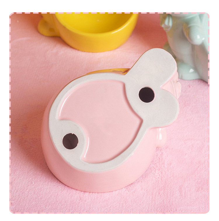 Large-diameter beveled ceramic cat bowls, high-legged cone cat food bowls, cartoon animal dog bowls, wholesale pet supplies, suction cups, pet-specific, exquisite, practical and easy to clean pic 9