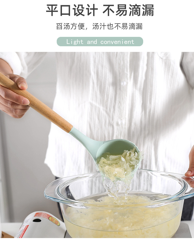 【 Cross-border 】 12-piece silicone kitchen cooking set, non-stick pan spatula and spoon storage, 11-piece silicone large bucket pic 10