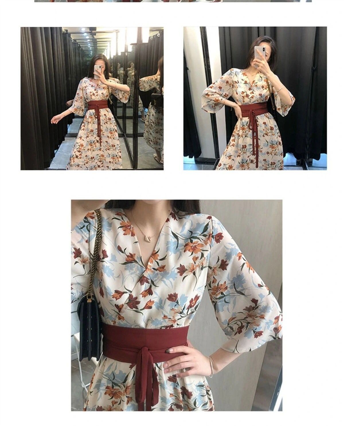 2021新腰带连衣裙收腰绑带布汉服改良版超仙复古中国风小个子碎花详情15