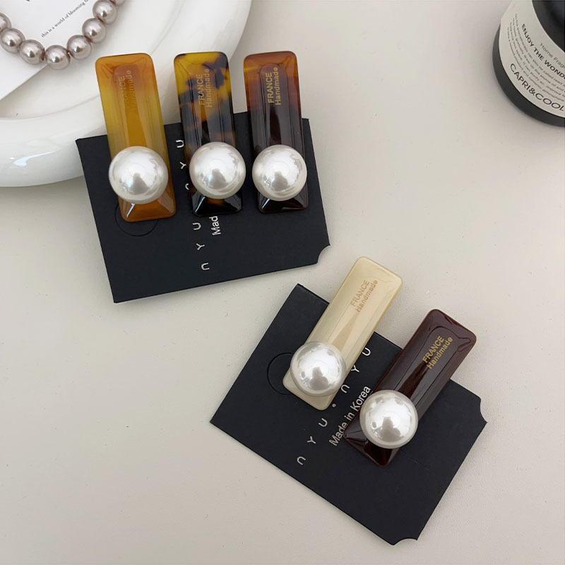 新款醋酸发夹刘海边夹韩国新款精致高级感简约珍珠一字鸭嘴夹发饰详情11