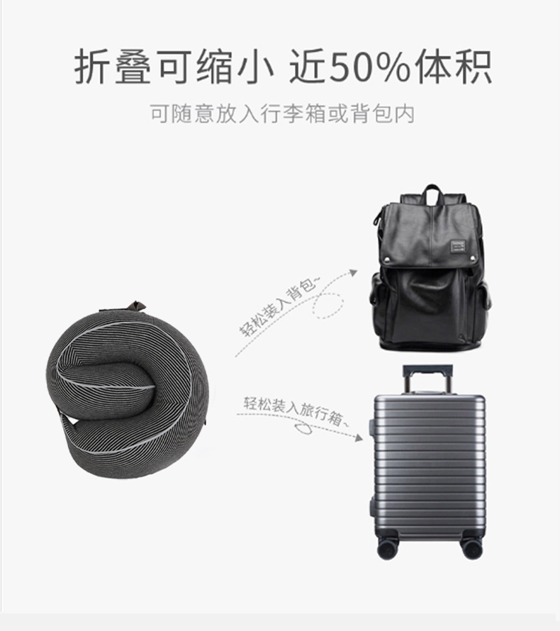 Knitted fabric and high memory foam U-shaped pillow, Kanglewu all-cotton storage neck pillow, slow rebound neck pillow wholesale pic 9