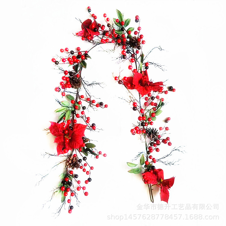 Desheng Factory supplies hotel and shopping mall scene decoration, Christmas hanging ornaments, decorative items, red fruits, Christmas flowers and rattan DIY pic 13