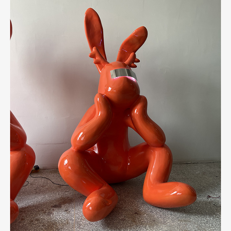 Electroplated cartoon glasses, thoughtful rabbit figurines, model rooms, sales offices, living rooms, studies, creative decorations, large-scale cartoons pic 2