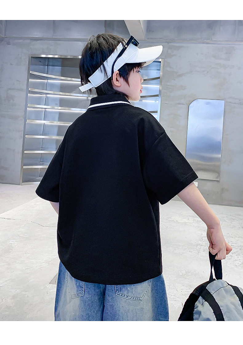 男大童夏季Polo衫运动短袖T恤2025新款儿童男孩夏装半袖冰感上衣详情13