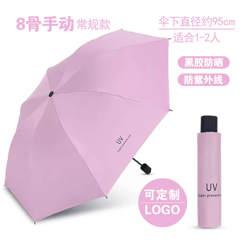 uv自动手动黑胶晴雨两用防晒伞logo制作福利礼品广告雨伞批发零售详情14