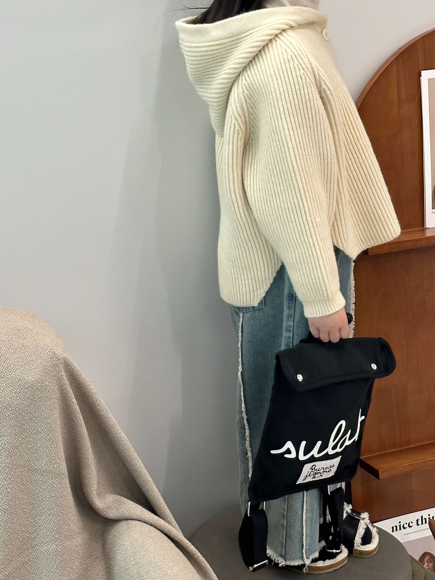 女童秋装套装2023新款元气女孩毛纱外套洋气时髦儿童牛仔阔腿裤潮详情16