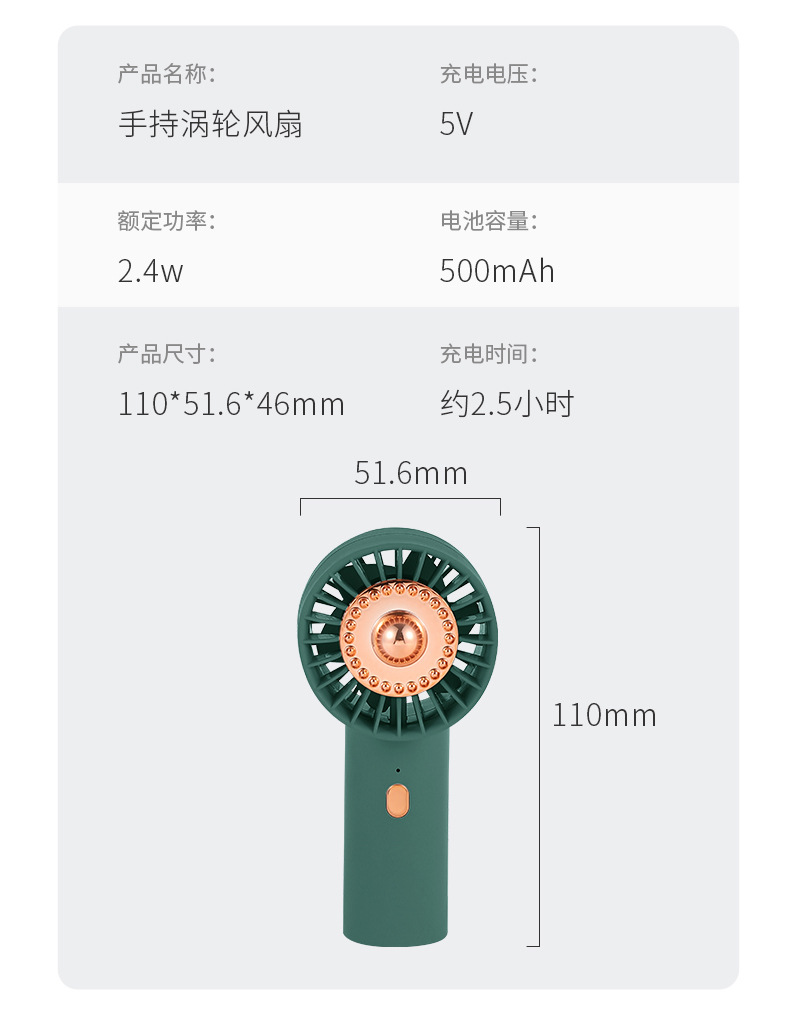 2022 New compact portable desktop Electric fan, handheld office desk, ultra-quiet and strong wind force pic 13
