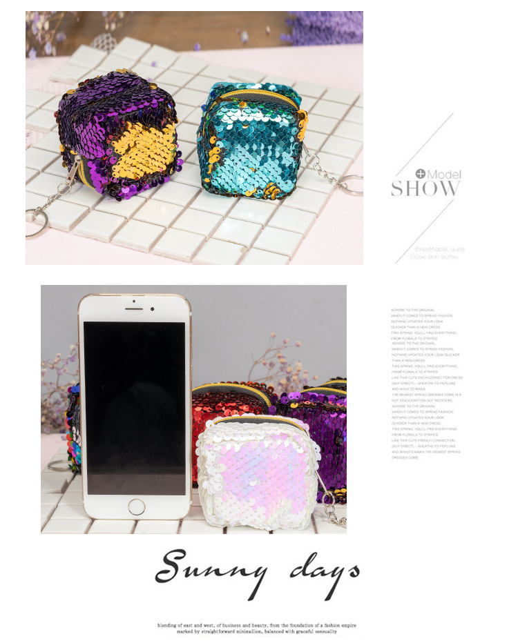 新款创意亮片正方形立体迷你小包包迷你硬币包女士零钱包钥匙包详情6