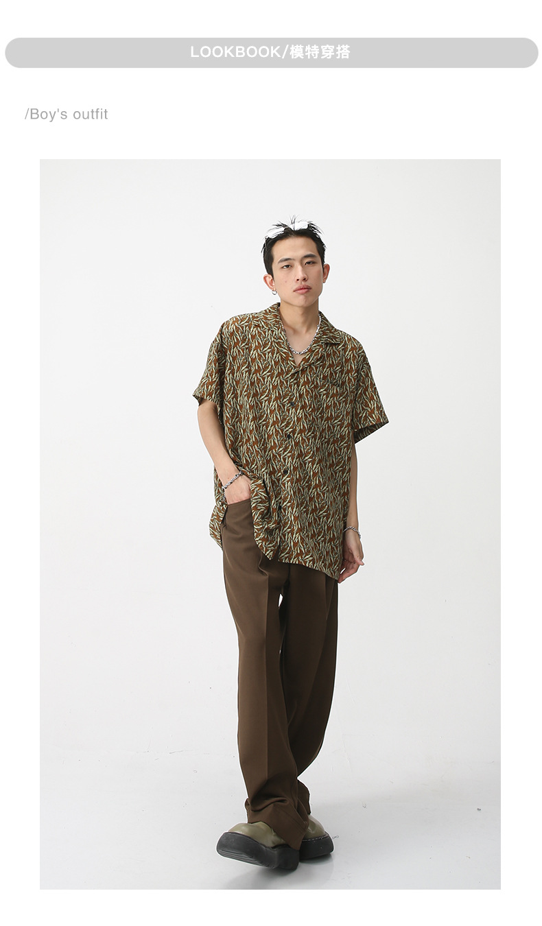 MTLCLOTHES男装|2023夏款新品复古碎花韩版宽松休闲短袖衬衣详情8