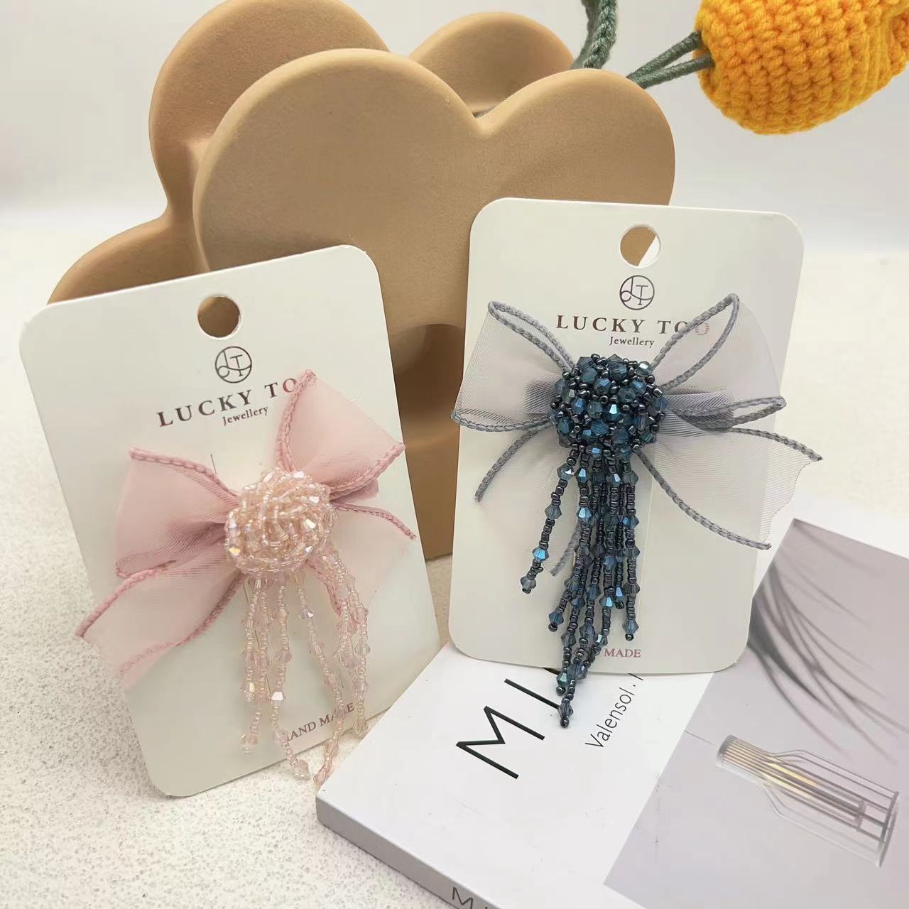 发夹LT10463水晶串珠流苏莎莎蝴蝶结儿童发饰发夹详情1