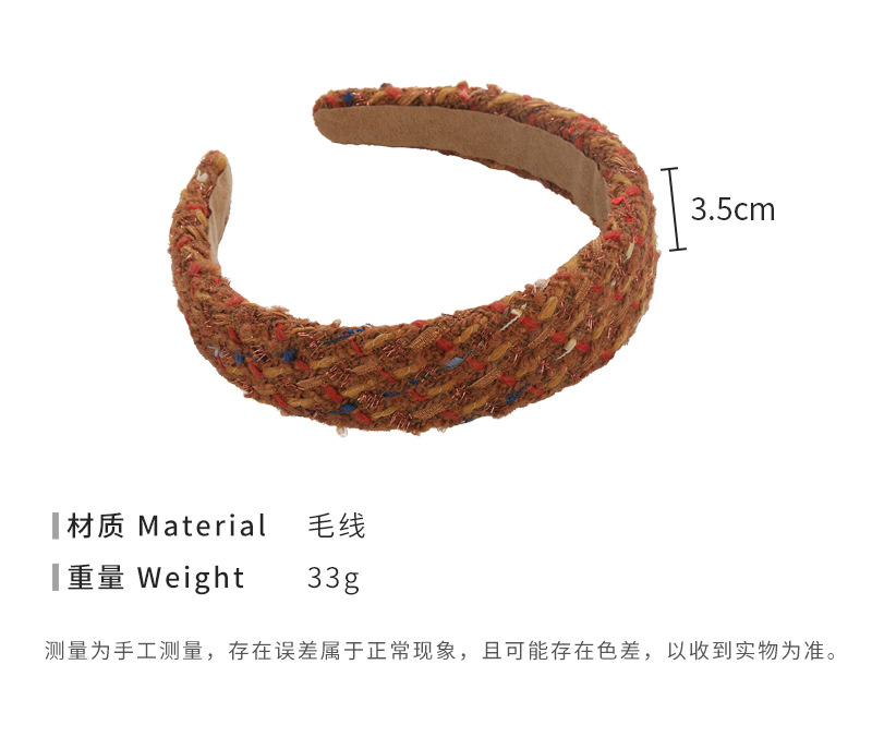 This is a new 2023 retro wide-brimmed high-top hairband with a chanel-style tweed for women, exuding an atmosphere of autumn and winter pic 3