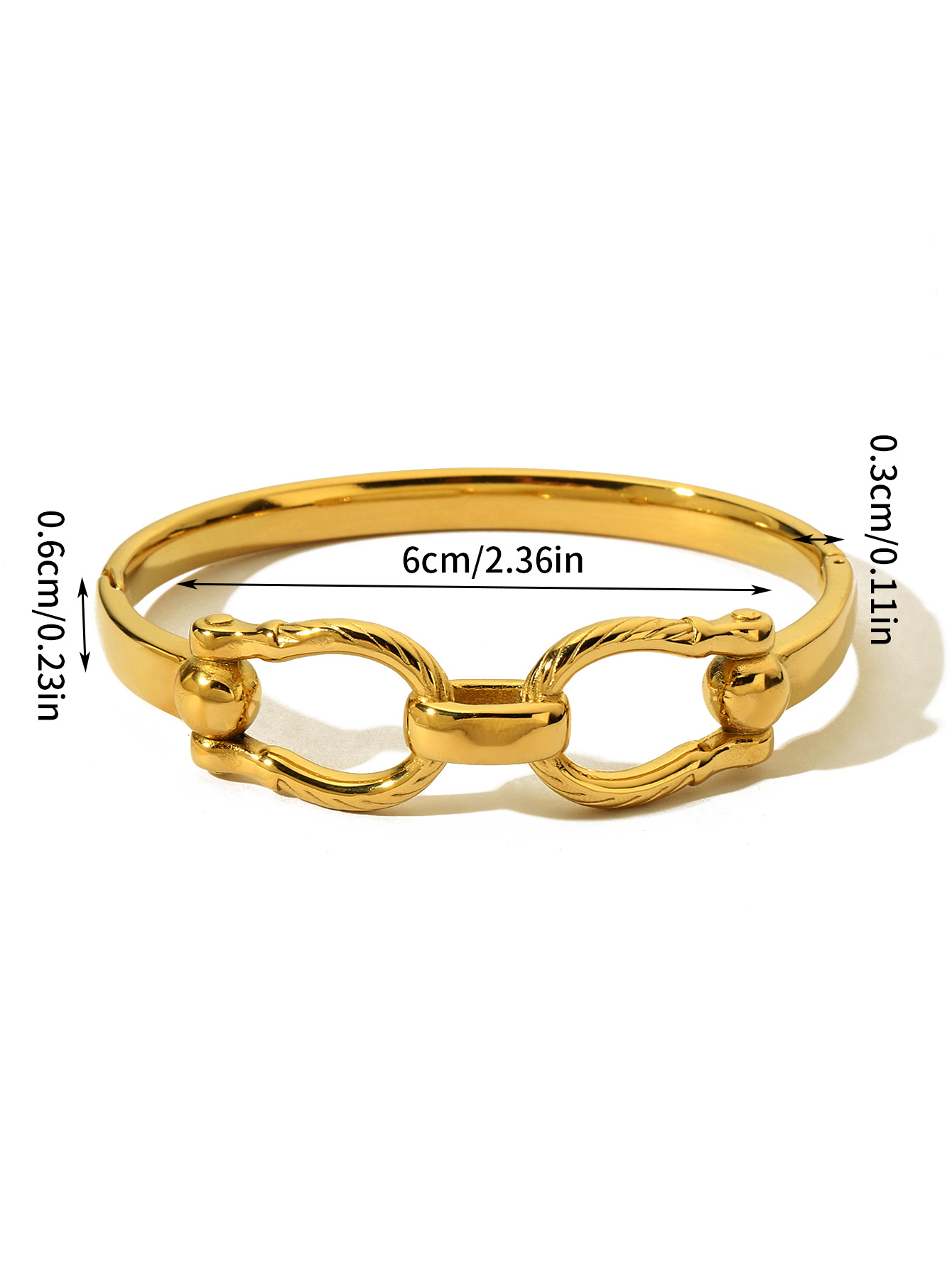 Stainless steel bracelet, a fashionable and niche double-ring buckle bracelet for women, a new 18K gold-plated titanium steel bracelet on Instagram pic 14