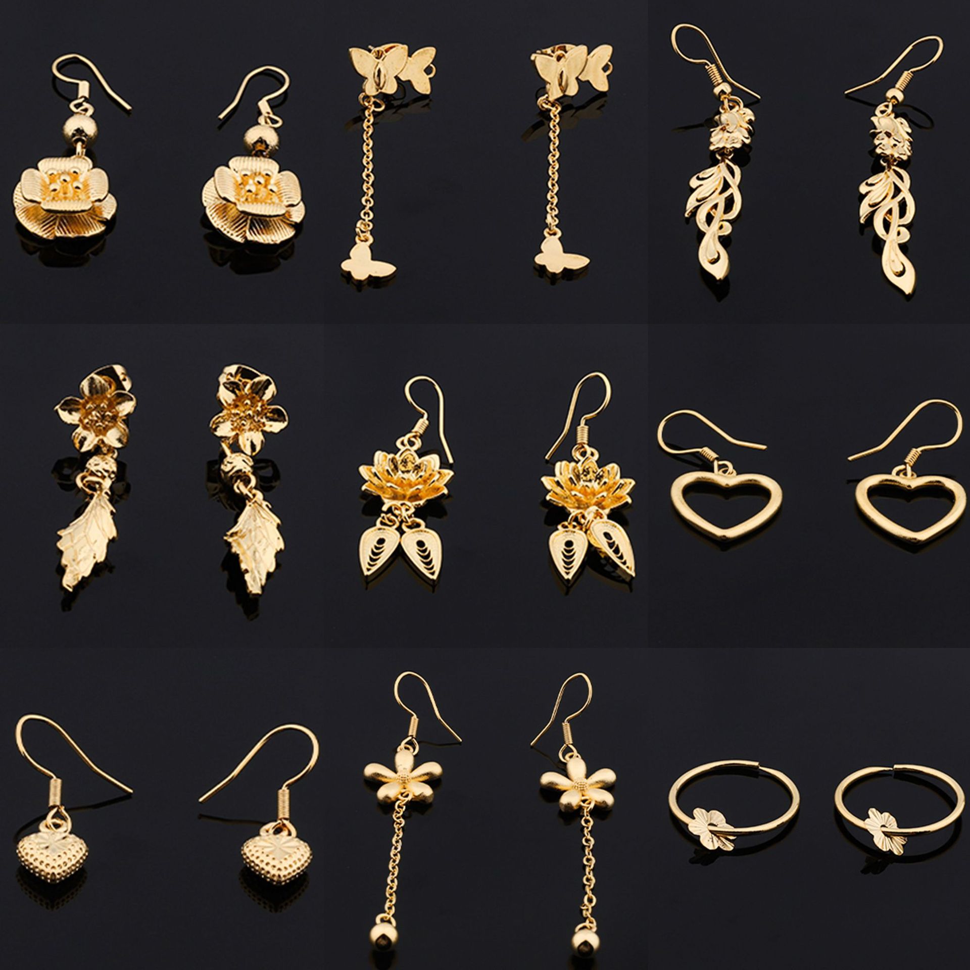 Chuangmei Jewelry 24K gold-plated earrings, ear buckles, European and American fashion accessories, earrings, four-leaf clover earrings for women pic 1