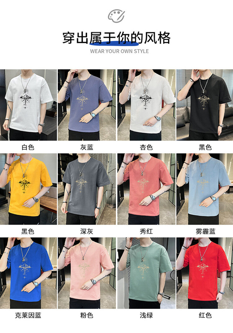 新款夏季男士短袖t恤男潮牌棉体恤男T宽松薄款夏天半袖上衣服男装详情6