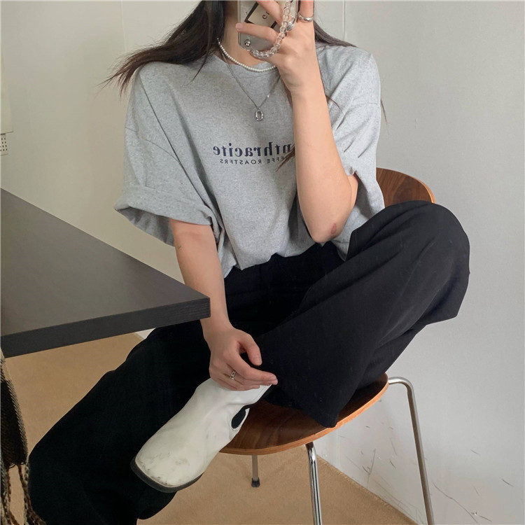 夏季棉质短袖t恤女装潮韩版宽松大码半袖打底衫 chic港味上衣代发详情7