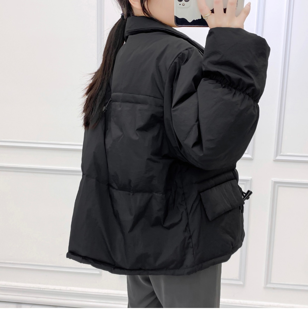 韩系仙女牛角扣羽绒服女洋气短款新款韩版宽松白鸭绒面包服外套潮详情23