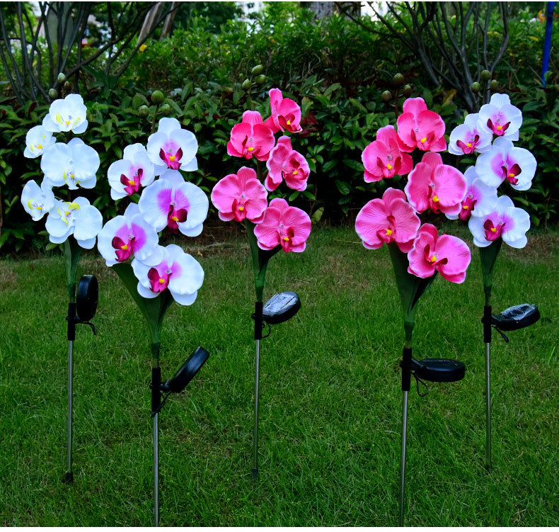 Cross-border solar lamps, simulated flower Phalaenopsis, ground insert lamps, outdoor courtyard lamps, landscape, festival and garden decorations pic 5