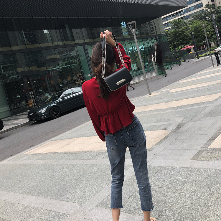 The new summer and autumn collection of the super popular Instagram fairy white lantern sleeve retro court shirt and V-neck chiffon top for women pic 14