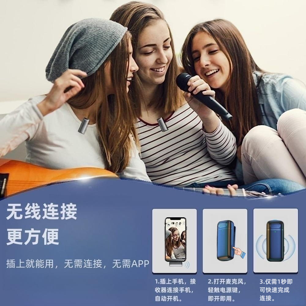 无线领夹麦克风K6跨境厂家一拖二数显充电仓无线直播麦降噪麦克风详情4