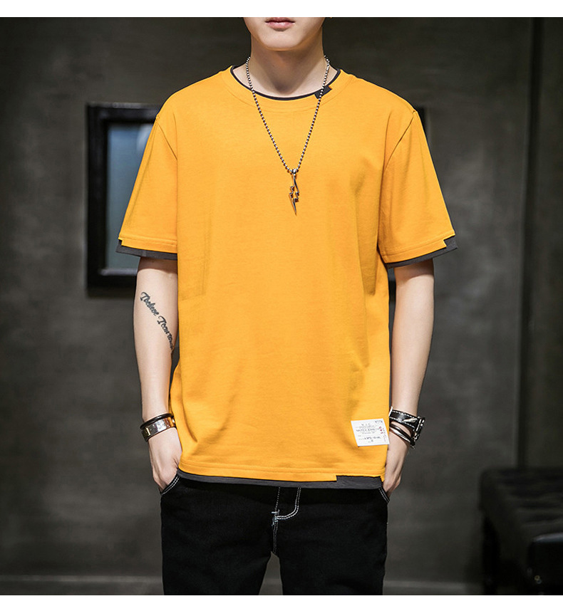 Short-sleeved T-shirt for men, Korean style, summer loose cotton T-shirt, cross-border new style, student bottom layer, half-sleeved shirt pic 11