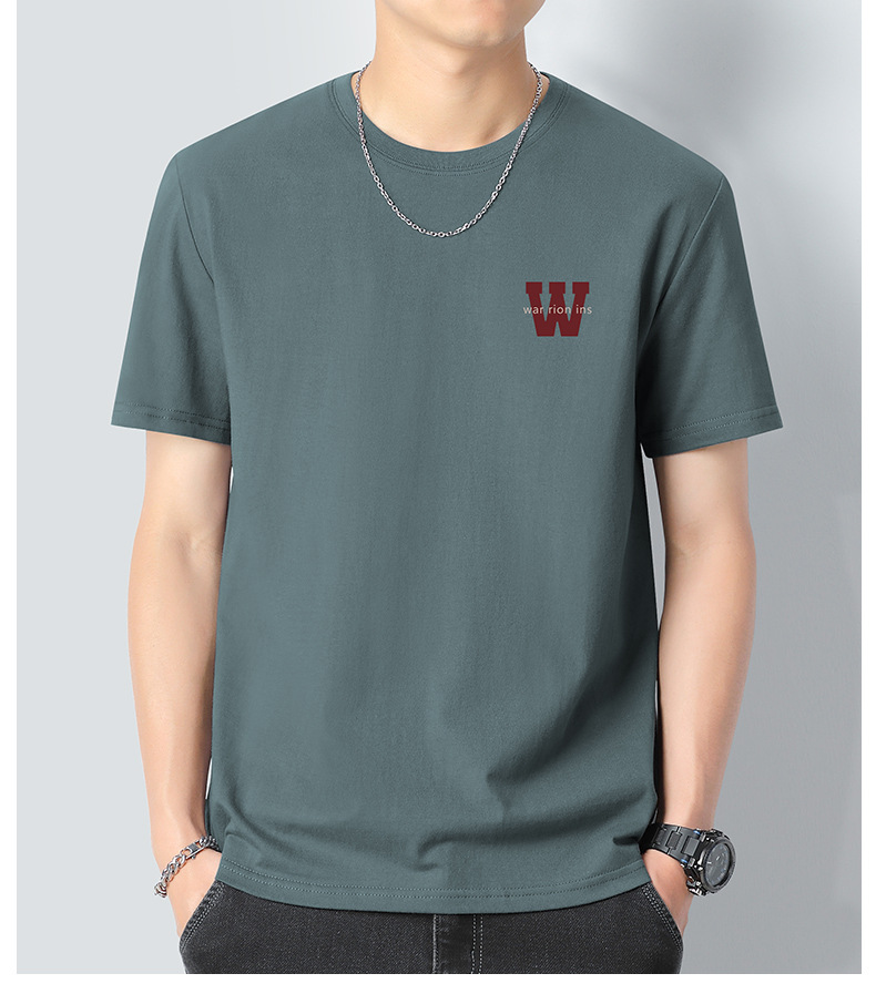 Heavyweight pure cotton short-sleeved T-shirt for men 2024 Summer New trendy youth long-staple cotton half-sleeved all-cotton body T-shirt for men pic 27