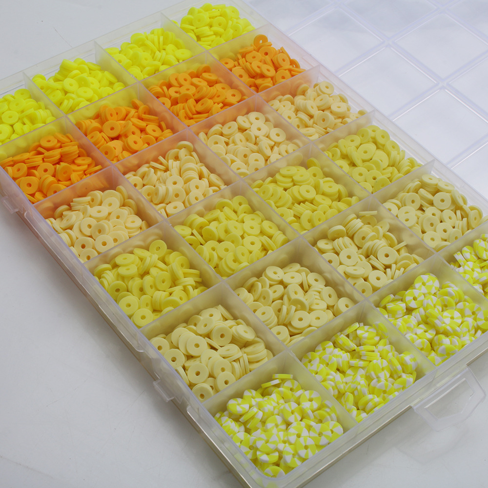 软陶片串珠渐变单色6mm 饰品DIY手链项链饰品配件24格软陶片盒装详情17