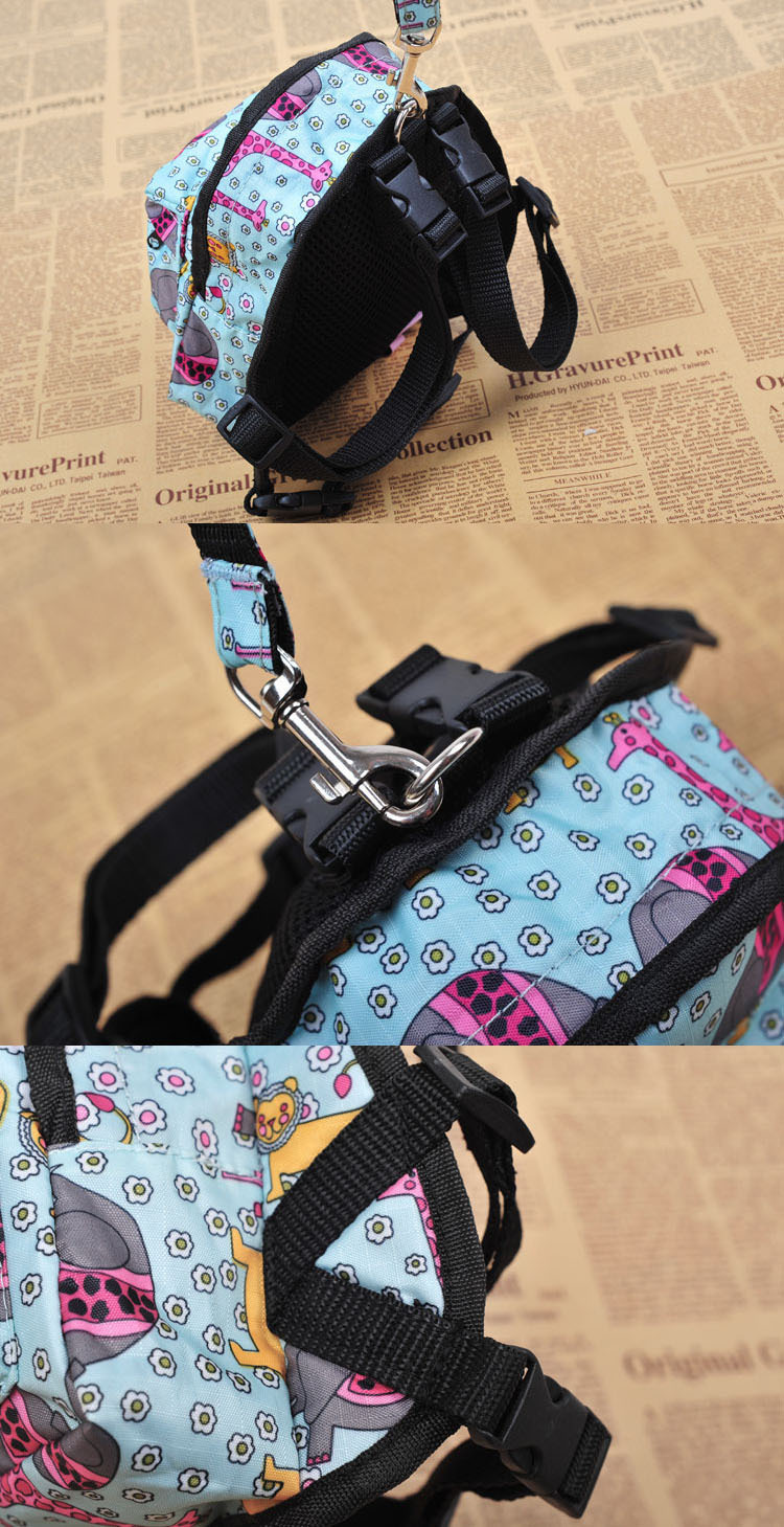 Pet backpack for portable and cute cartoon dog backpack with built-in leash. Dog schoolbag and pet backpack pic 14
