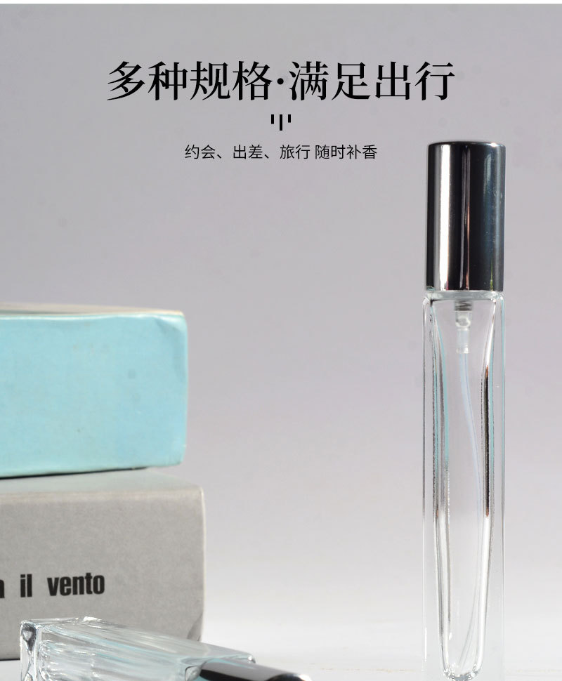 In-stock glass perfume bottle, 10ml thick-bottomed press fine spray bottle, portable cosmetics, travel porter bottle, roll-on bottle pic 4