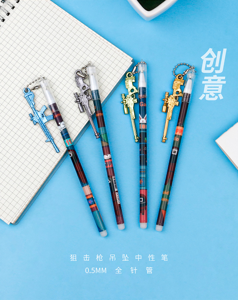 Dibujo animado sniper charge qiang colgante pluma neutral arma colgante agua pluma 0.5mm estudiante firma pluma pic 10