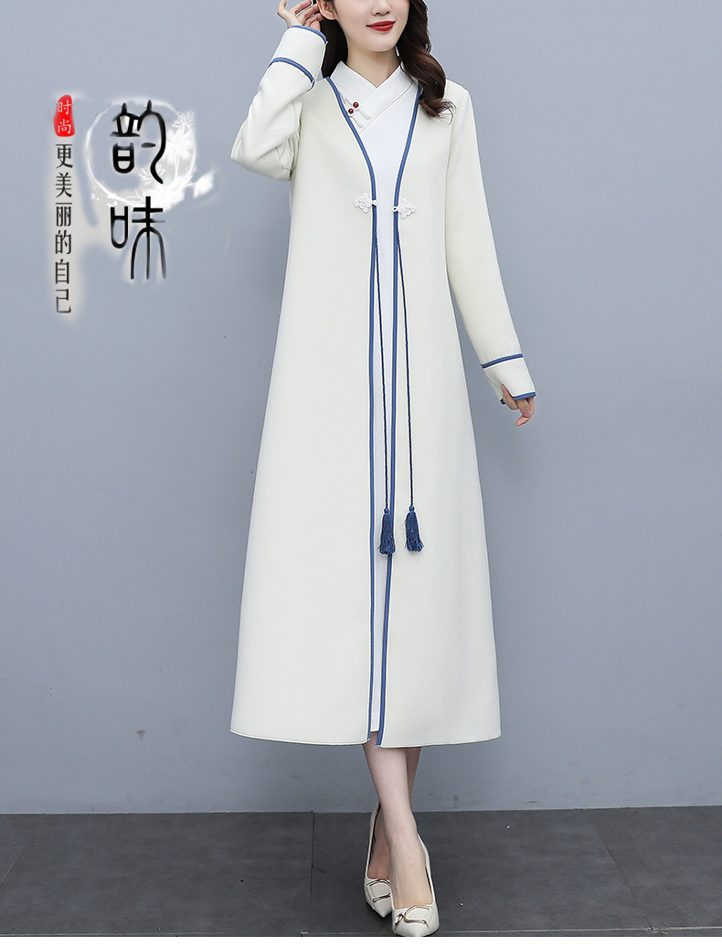 Retro woolen coat for women, mid-length, autumn and winter 2021 new style Chinese style, elegant and loose, slimming overcoat pic 1
