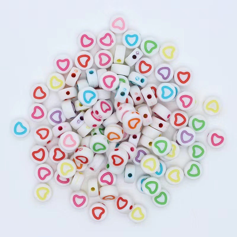 Amazon Cross-border 6mm plastic heart-shaped heart black and white color acrylic loose bead decoration 500g pic 5