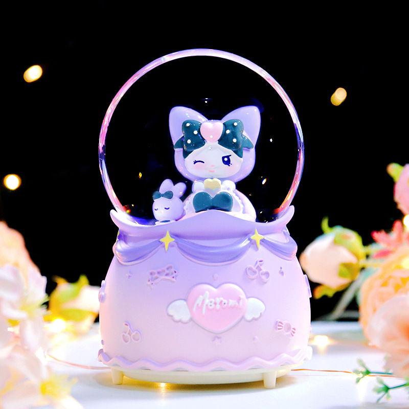 创意酷酷甜心水晶球发光音乐盒旋转八音盒卡通可爱儿童生日小礼品详情2