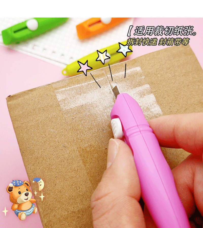 Wholesale creative, simple and portable small whistle utility knives, cartoon mini student express unboxing office paper cutting knives pic 8
