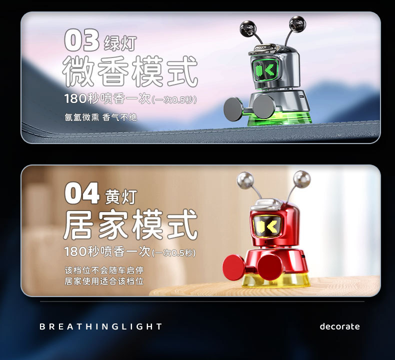 车载香熏手机机器人摆件自动感应智能香水持久喷雾自动除异味香氛详情12