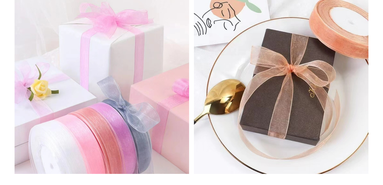 手工diy礼盒包装带雪纺纱带雪纱带家居服内衣内裤透明欧根纱飘带详情12