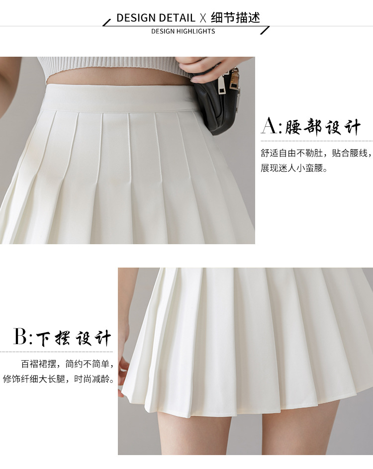 Pleated skirt for women, summer white short skirt, Japanese high-waisted, slimming, new autumn and winter jk plaid large A-line skirt pic 42