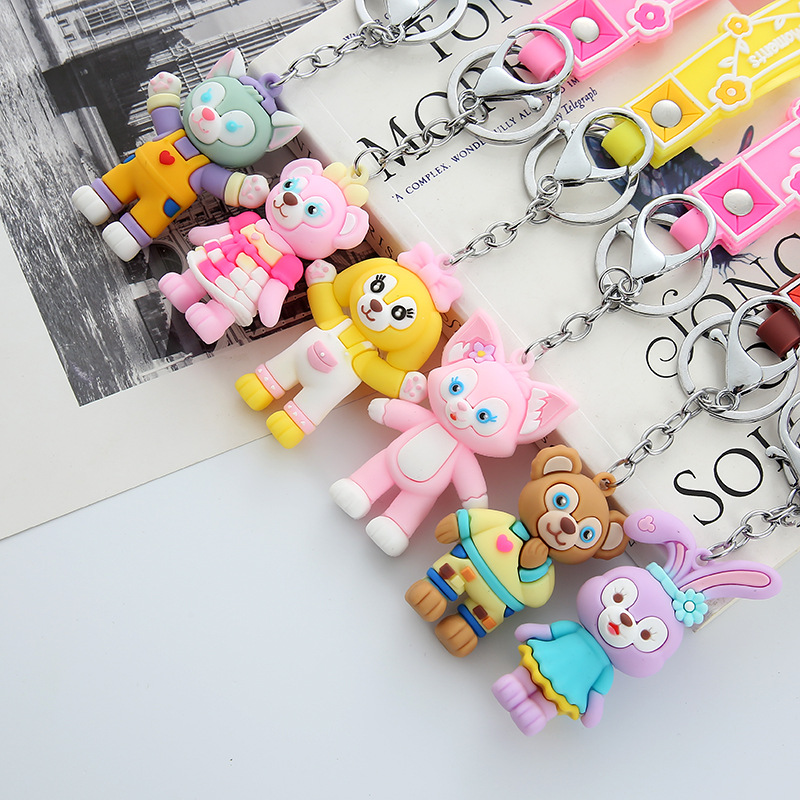 Duffy Bear keychain, internet-famous Lina Belle doll key chain, girlish little fox schoolbag pendant pic 6
