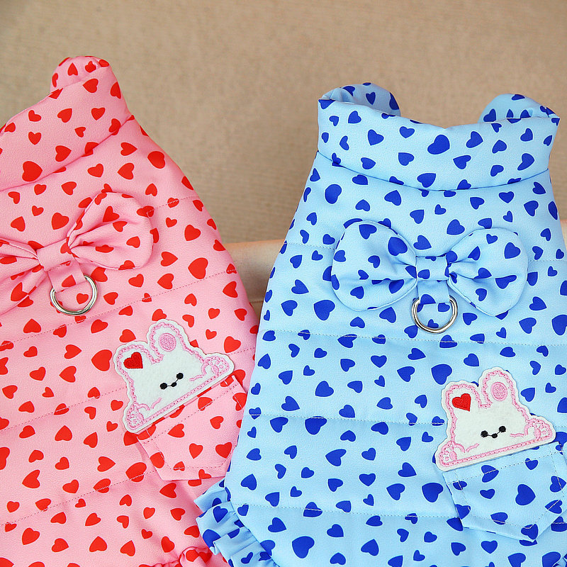Pet clothing autumn and winter new collection: Teddy cotton skirt, Pomeranian small dog clothes, dog clothes, cat, All Heart Dot cotton clothes pic 11