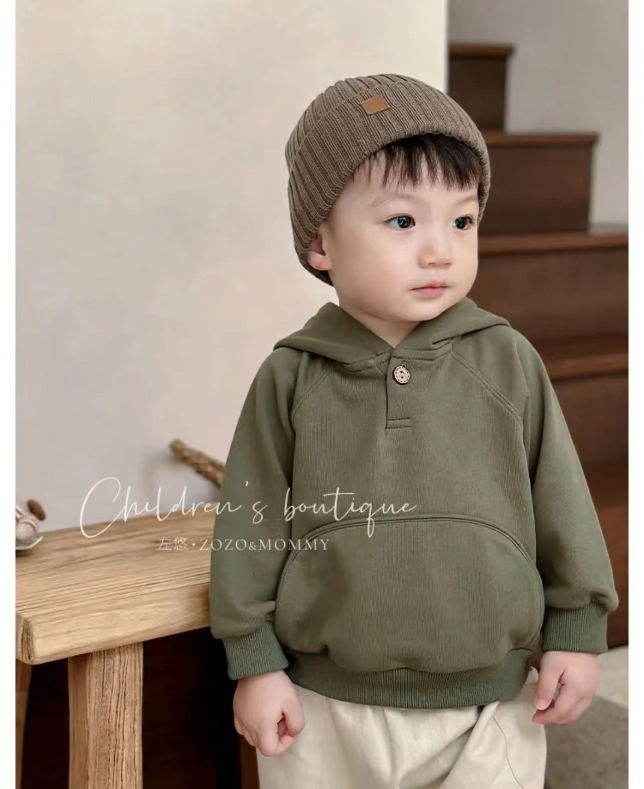 (焦糖布蕾)儿童休闲套头连帽卫衣秋季婴幼儿男童女童宽松韩版卫衣详情18