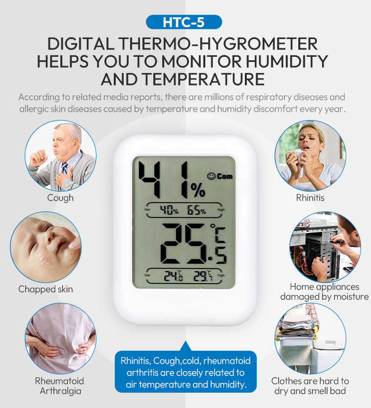 Mini electronic thermometer, household indoor baby bedroom temperature and humidity meter with magnetic attraction pic 3
