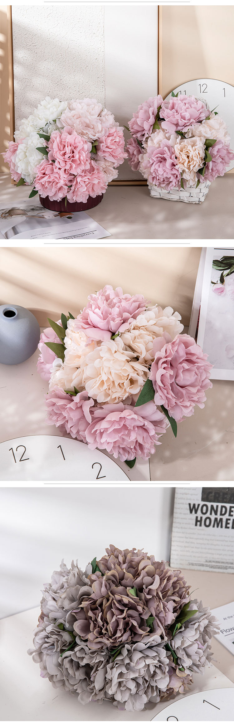 Manufacturer recommends Irene Peony wedding bouquet artificial flowers wholesale home decoration craft plants MW11221 pic 12