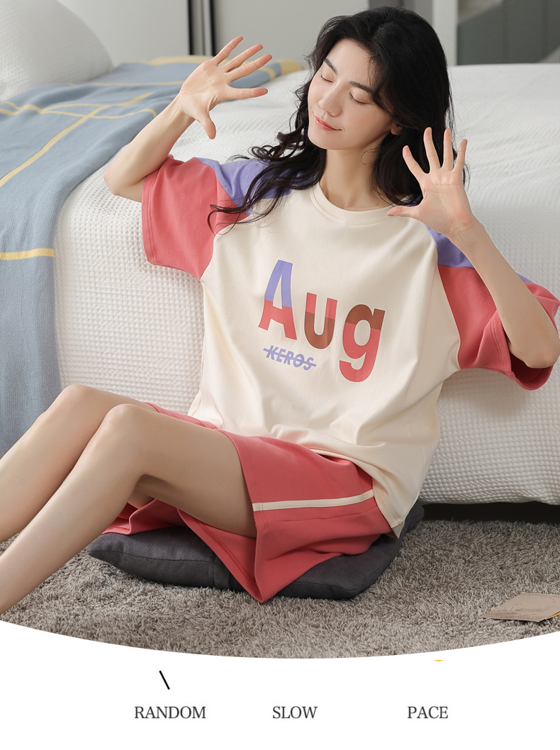 夏季纯棉睡衣女士可爱短袖薄款两件套装韩版时尚春夏可外穿家居服详情6
