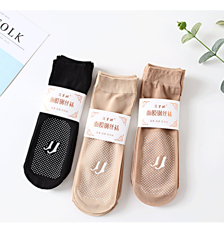 点胶防滑丝袜女夏袜子女短袜夏季薄款水晶丝中筒袜防勾丝透明女袜详情7