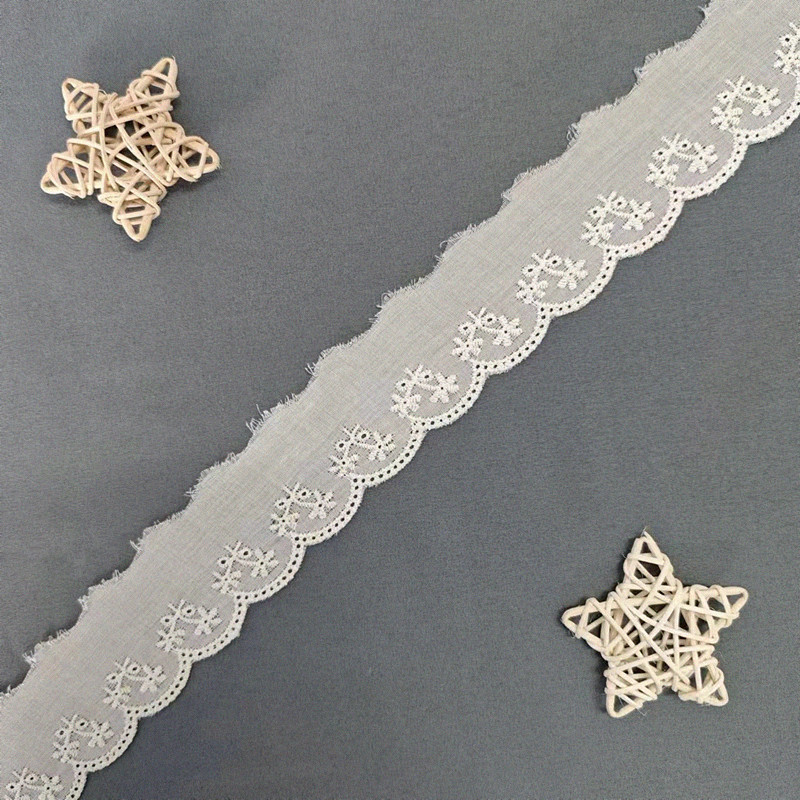 Wholesale of cotton embroidered lace, hollowed-out lace, embroidered skirt hem, clothing accessories, milk silk, perforated, barcode 2.5 pic 122
